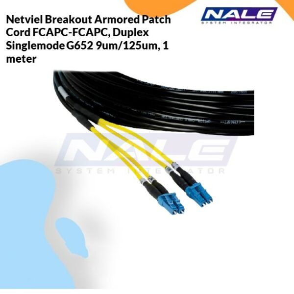 Netviel Breakout Armored Patch Cord FCAPC-FCAPC, Duplex Singlemode G652 9um/125um, 1 meter (NVL-DPSM1-FCAPC-FCAPC-BOA-01)